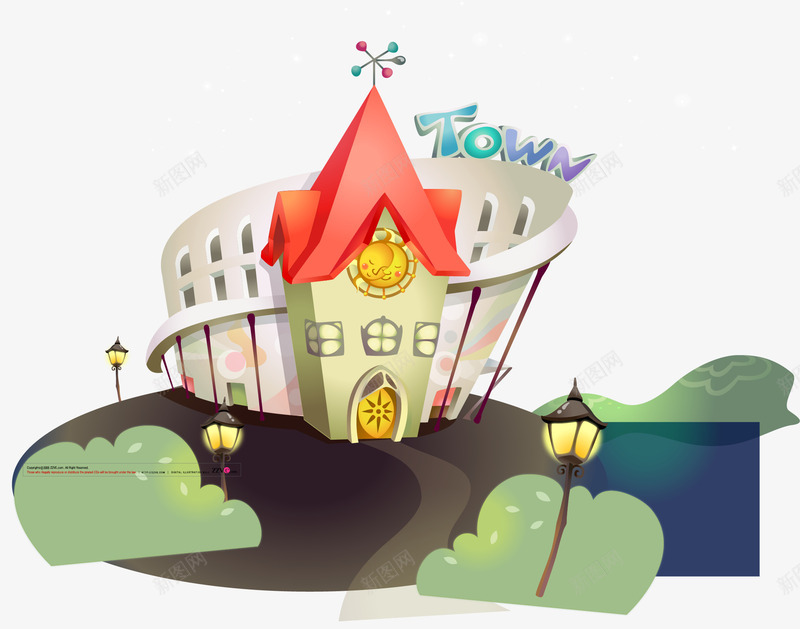卡通插画png免抠素材_88icon https://88icon.com 卡通 卡通插画 房子 电视 电话 电话亭 白云 花洒 草地 韩国