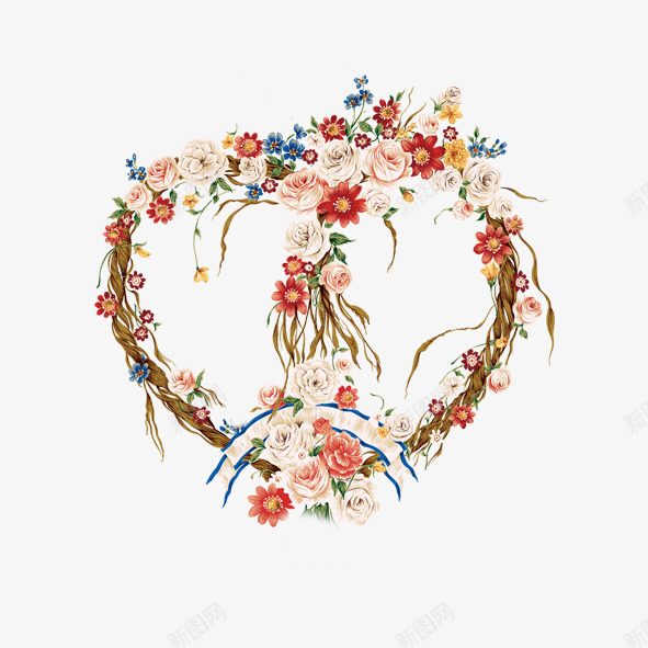 欧式心形花环psd免抠素材_88icon https://88icon.com 彩色 心形 欧式 花环 装饰