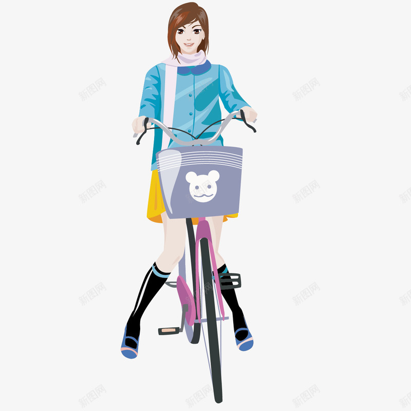 自行车运动矢量图ai免抠素材_88icon https://88icon.com 单车 女孩 自行车 车子 骑车 矢量图