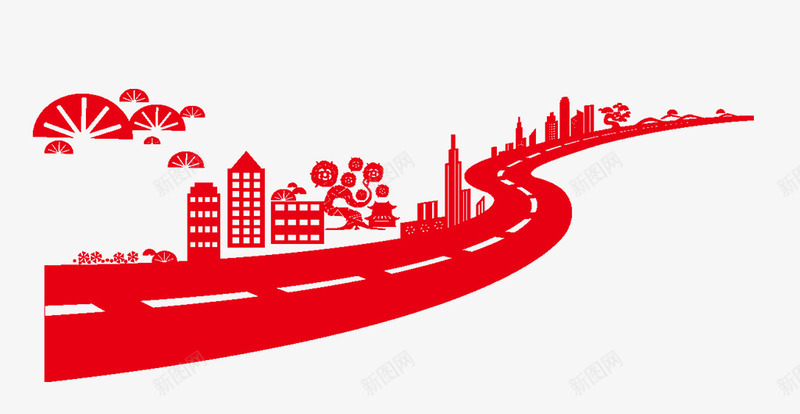 城市的路psd免抠素材_88icon https://88icon.com 城市 画 红 路