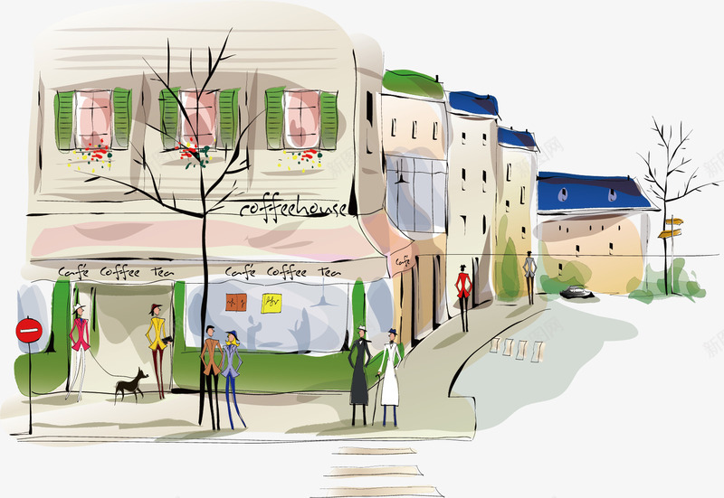 手绘城市建筑插画手绘png免抠素材_88icon https://88icon.com 手绘 手绘城市建筑 插画