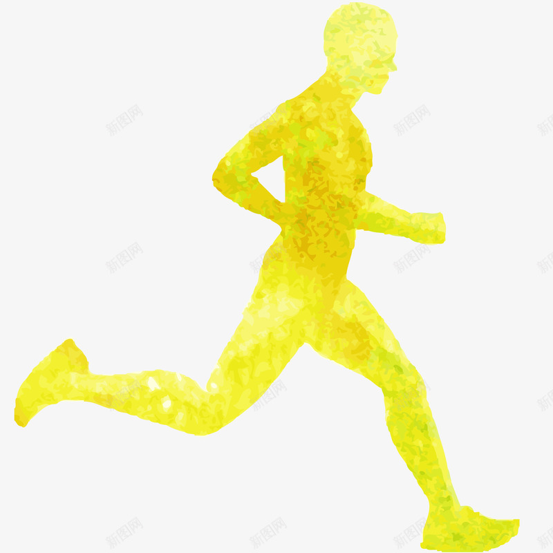 男青年跑步水彩插画矢量图ai免抠素材_88icon https://88icon.com 慢跑 晨跑 生活方式 男青年跑步水彩插画 运动 锻炼 黄色 矢量图