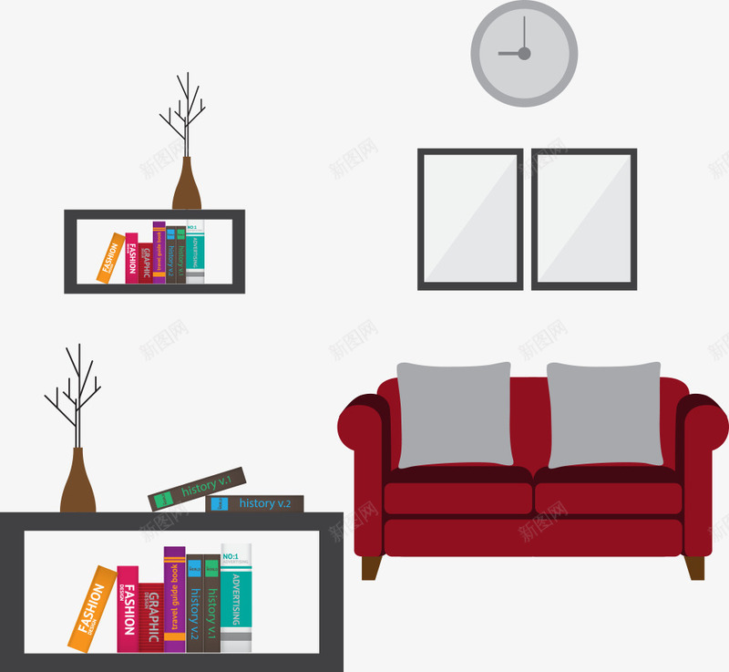 简洁客厅矢量图ai免抠素材_88icon https://88icon.com 卡通简洁客厅 客厅摆设 矢量客厅 简洁客厅 矢量图
