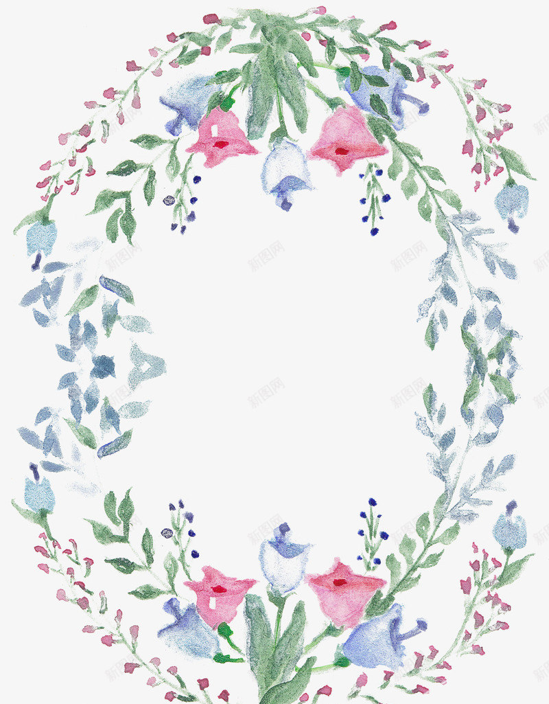 淡蓝色鲜花小草叶子边框png免抠素材_88icon https://88icon.com 免扣 叶子 水彩 淡蓝色 花朵边框小草 花环 花草边框 边框 鲜花