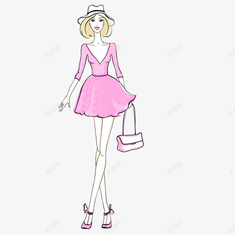穿粉色低胸裙子的美女png免抠素材_88icon https://88icon.com 人物 卡通 性感美女 时尚美女 粉色低胸装 高跟鞋