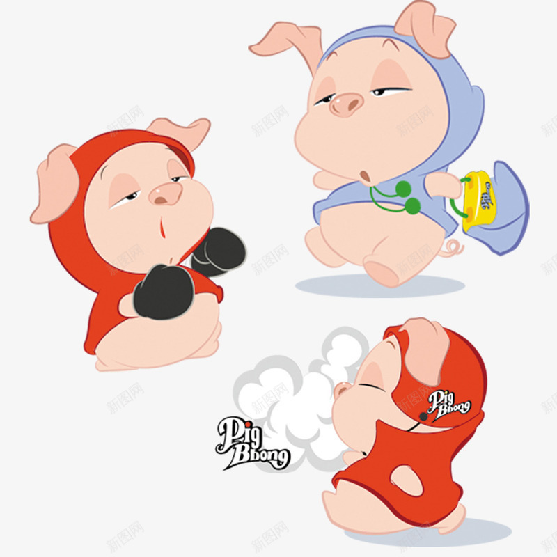 三只小猪psd免抠素材_88icon https://88icon.com 健康 可爱 小猪 运动