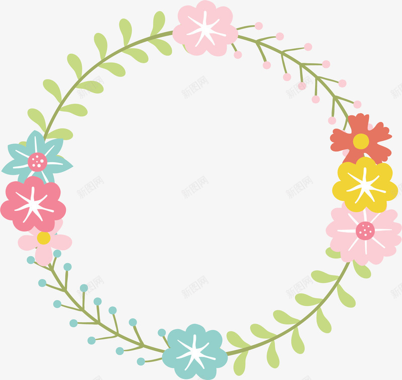 可爱碎花浪漫边框png免抠素材_88icon https://88icon.com 春天边框 浪漫花环 矢量png 碎花 碎花花环 花环