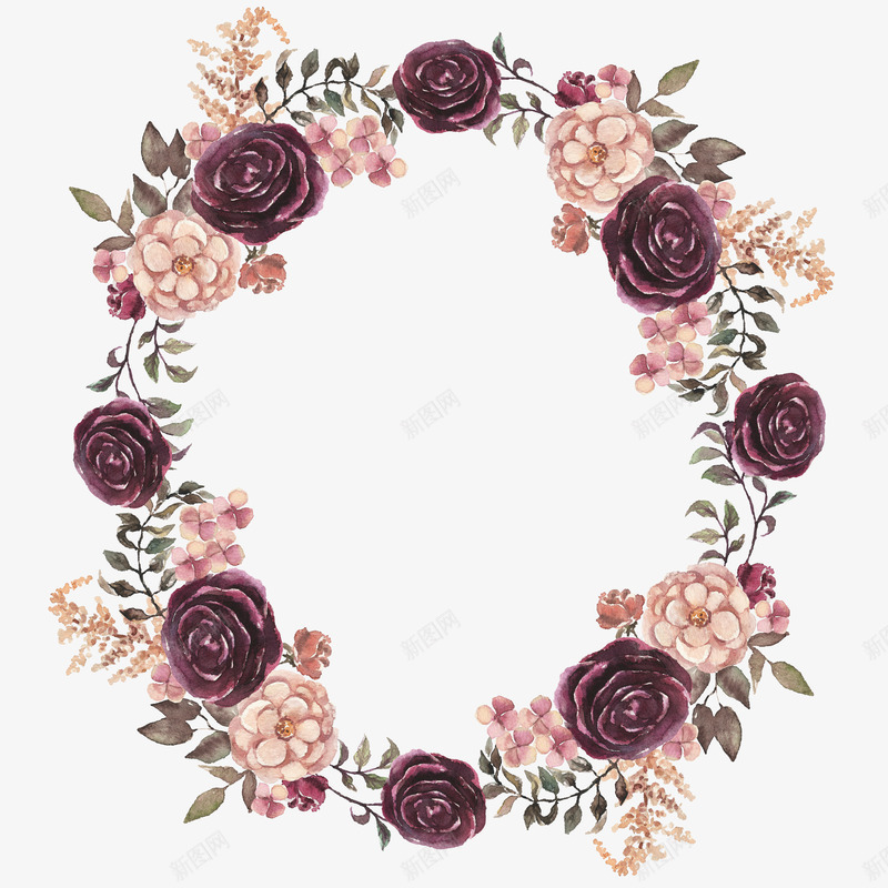 粉色花环png免抠素材_88icon https://88icon.com nbsp 手绘花环 水彩画 粉色花环 精美 背景底纹 花 花框 花环 装饰图案 设计 边框