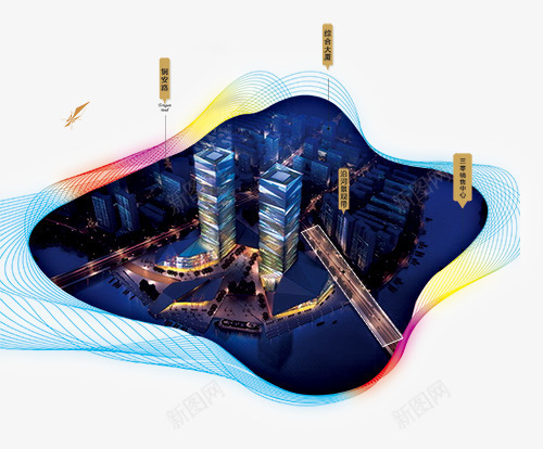 创意商业广告元素psd免抠素材_88icon https://88icon.com 俯瞰 创意商业广告元素 城市夜景