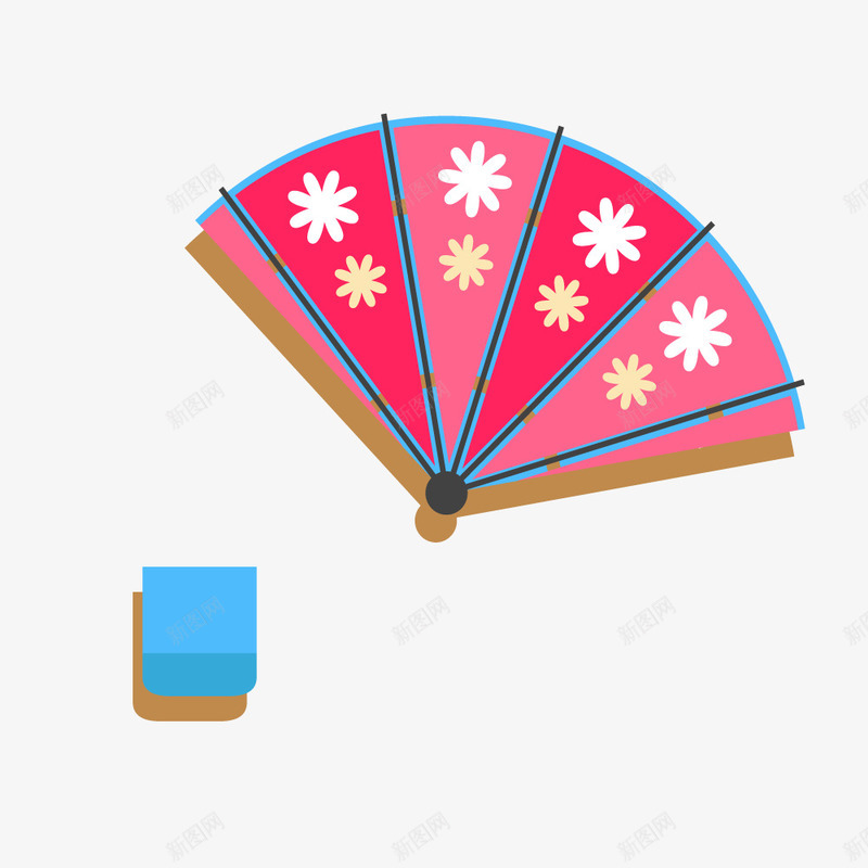 粉色樱花扇子png免抠素材_88icon https://88icon.com 东方文化 日本印象 日本旅游 粉色扇子 装饰背景
