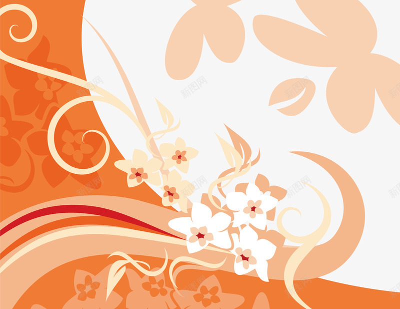 橘色花纹png免抠素材_88icon https://88icon.com 卡片背景 抽象艺术 美容行业背景 花朵 装饰图案
