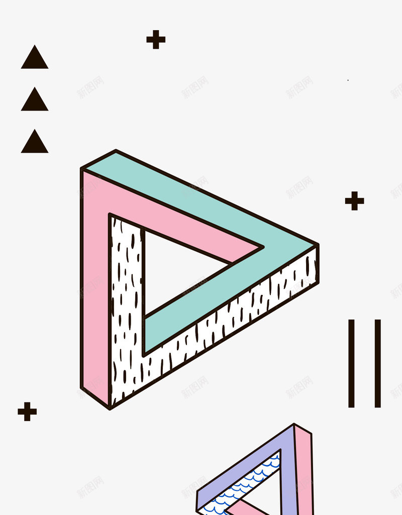卡通拼色立体三角简图png免抠素材_88icon https://88icon.com 卡通 彩色的 手绘图 拼色 漂浮 科技 立体三角