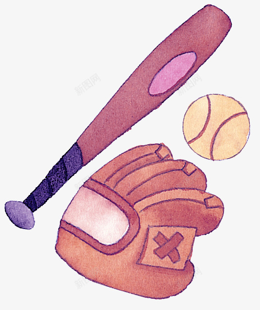 卡通棒球用品图png免抠素材_88icon https://88icon.com 健身 卡通 手套 手绘 插图 棒球 棒球棒 运动器材