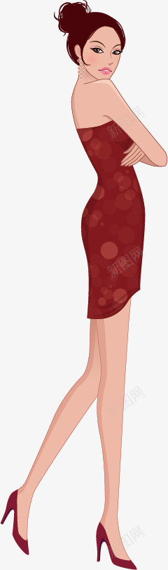 卡通美女矢量图ai免抠素材_88icon https://88icon.com 冷艳 动漫 卡通人物 卡通美女 彩色 性感 时尚 短裙 高贵 高跟鞋 矢量图