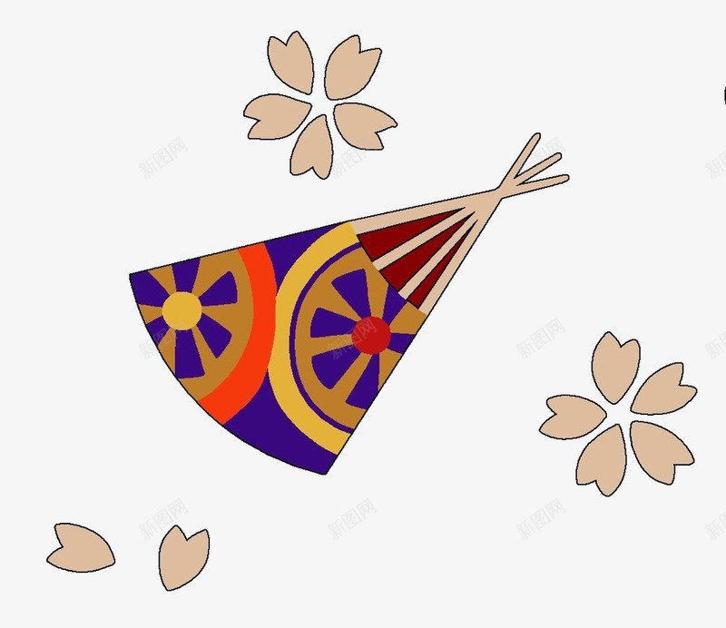 简单唯美png免抠素材_88icon https://88icon.com 扇子素材 樱花 樱花飘落 绘画 艺术