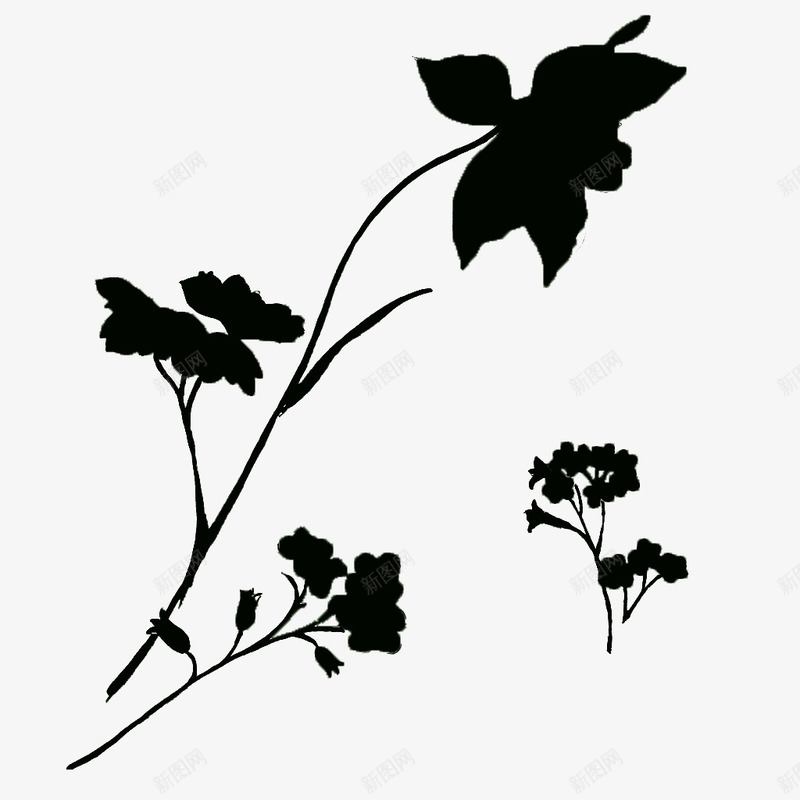 黑色的简洁风花朵装饰背景png免抠素材_88icon https://88icon.com 背景 花朵 装饰 黑色