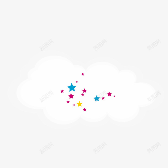 彩色小星星psd免抠素材_88icon https://88icon.com 云彩 云朵 彩色小星星 白云