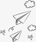 扁平合成手绘云朵飞机png免抠素材_88icon https://88icon.com 云朵 合成 扁平 飞机