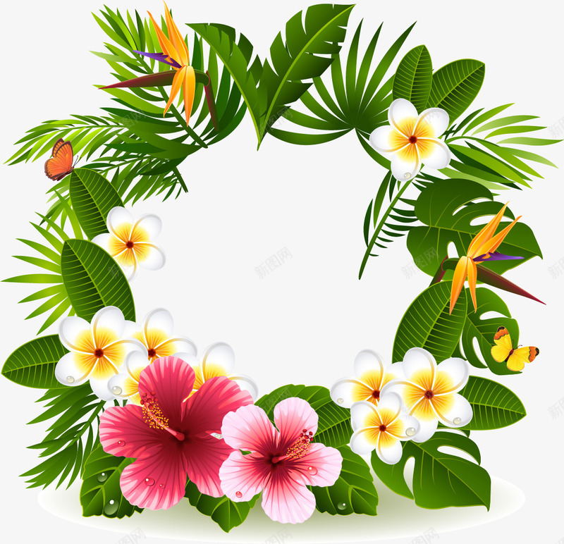 花环元素png免抠素材_88icon https://88icon.com 树叶 热带花卉 装饰标签