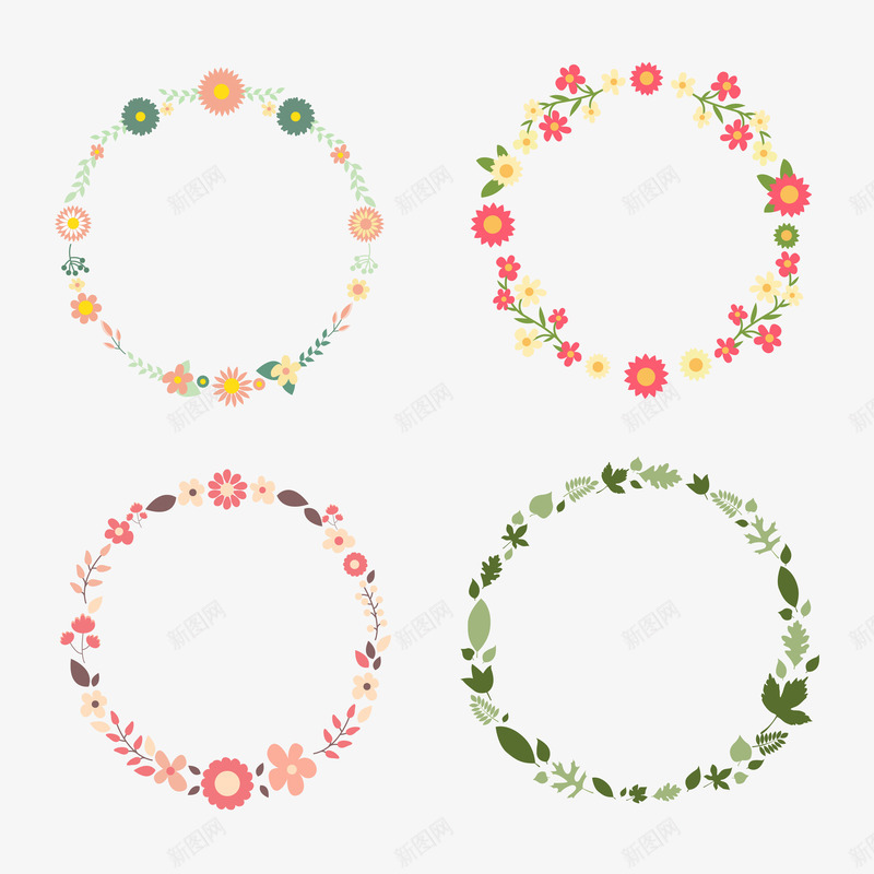 春季花朵花环矢量图ai免抠素材_88icon https://88icon.com 春季 矢量花朵 花朵 花朵矢量 花环 矢量图