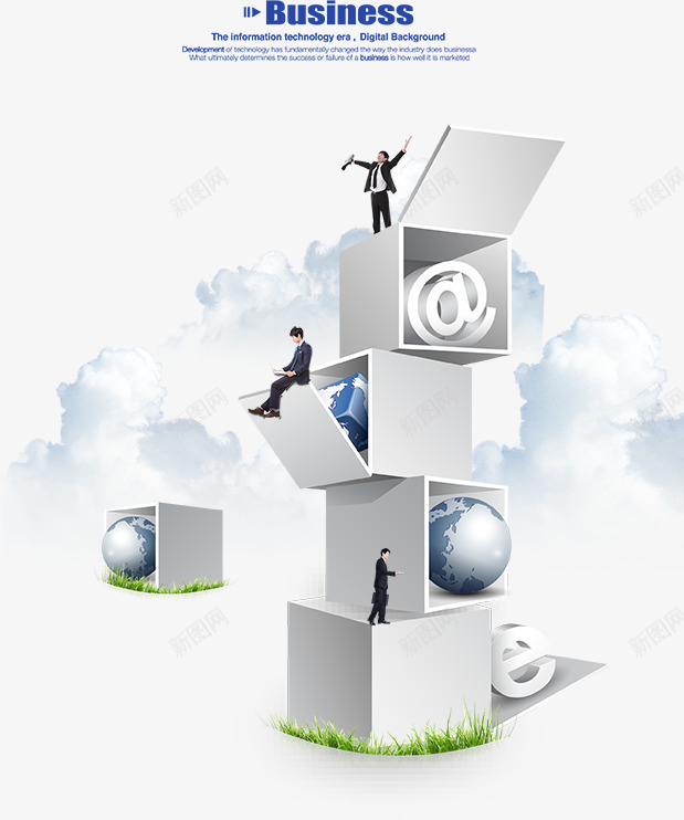 盒子商务人物png免抠素材_88icon https://88icon.com 人物 商务人物 商务男士 地球 正方体 白云 盒子