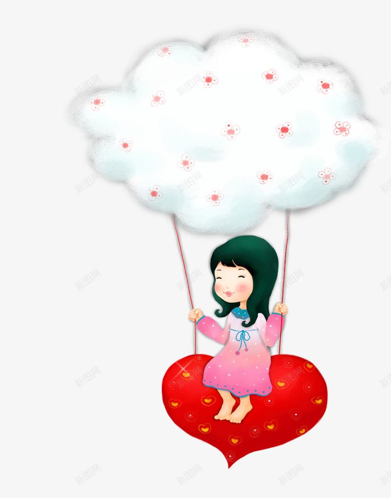 白云秋千卡通女孩子png免抠素材_88icon https://88icon.com png素材 卡通女孩子 白云秋千