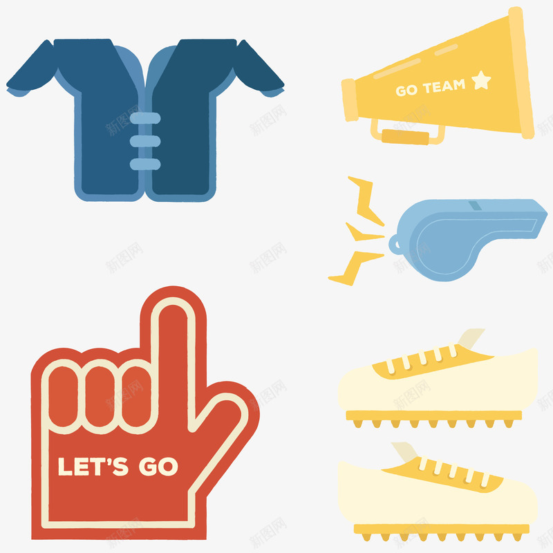 扁平化足球元素png免抠素材_88icon https://88icon.com 体育 哨子 喇叭 手套 球鞋 球鞋海报 运动