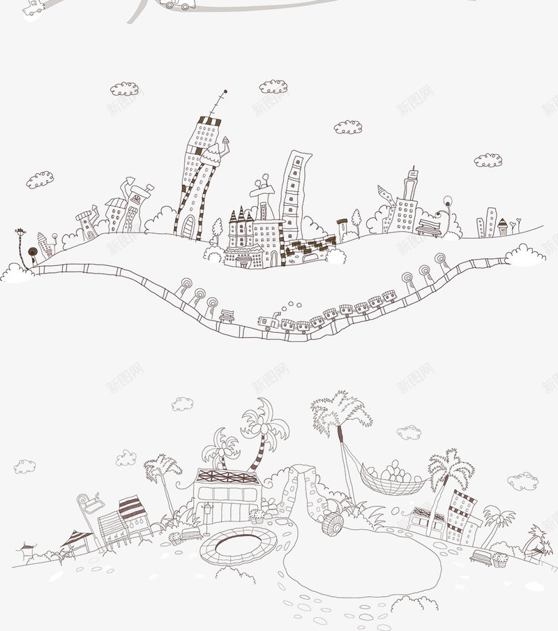 合成创意城市建筑风格手绘png免抠素材_88icon https://88icon.com 创意 合成 城市 建筑 风格