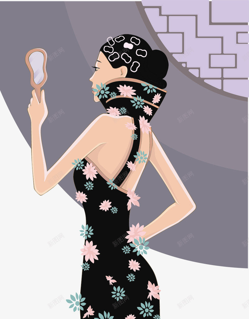 穿特色旗袍的美女照镜子png免抠素材_88icon https://88icon.com 照镜子 照镜子女生 特色旗袍 穿旗袍 穿旗袍的女人 美女 花朵旗袍