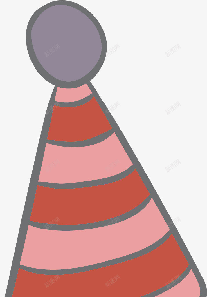 条纹三角帽png免抠素材_88icon https://88icon.com 一顶 卡通 帽子 手绘 条纹 灰色 简图 粉色