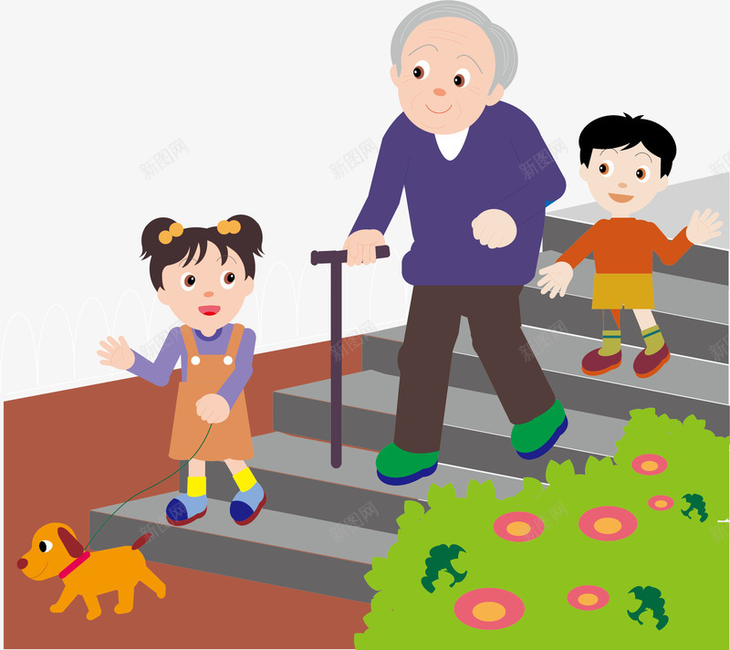 散步智慧健康养老矢量图ai免抠素材_88icon https://88icon.com 孩子 小狗 延年益寿 智慧健康养老 智慧养老 智慧养老移动app 智慧养老设备 矢量图 禾康智慧养老