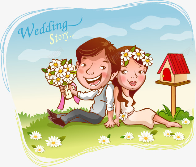 卡通新婚夫妇插画png免抠素材_88icon https://88icon.com 信箱 卡通 夫妇 婚礼 捧花 插画 新婚 花环 草地