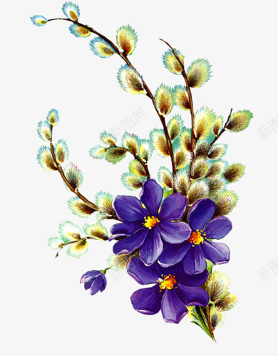 水墨紫色鲜花插画png免抠素材_88icon https://88icon.com 插画 水墨 紫色 鲜花