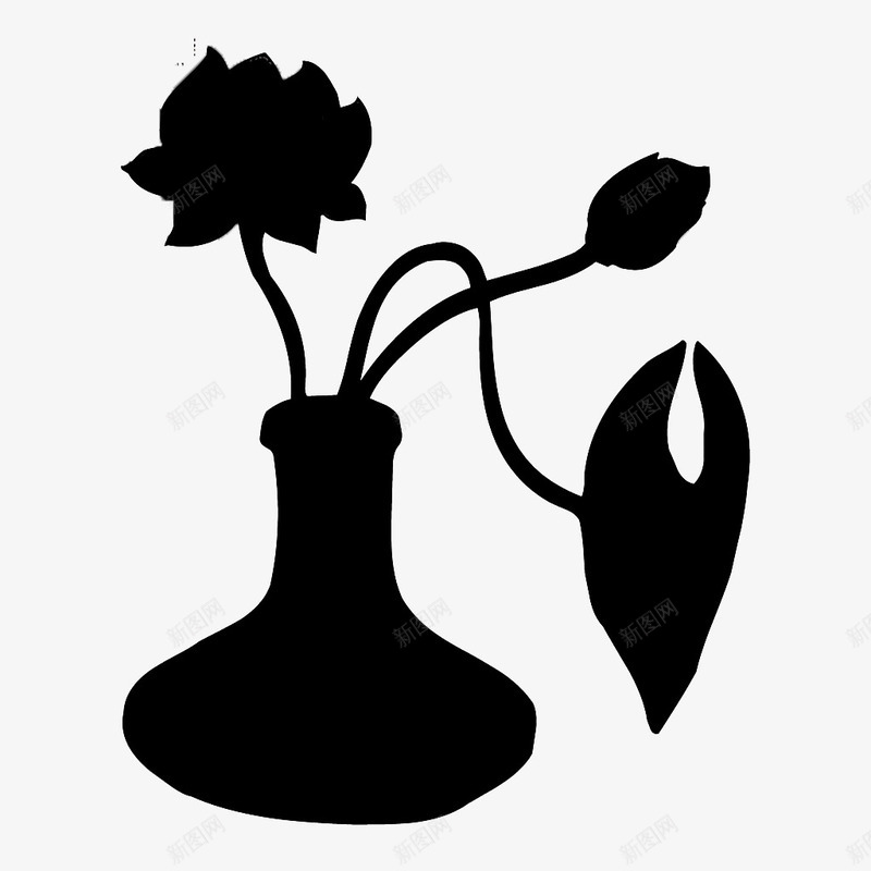 花瓶里的荷花黑色剪影png免抠素材_88icon https://88icon.com 剪影 荷花 装饰 黑色