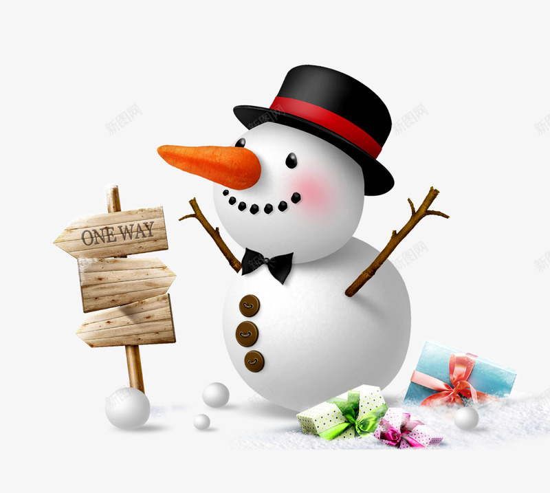 雪人海报装饰png免抠素材_88icon https://88icon.com 圣诞节 指示牌 白色 礼物 雪人