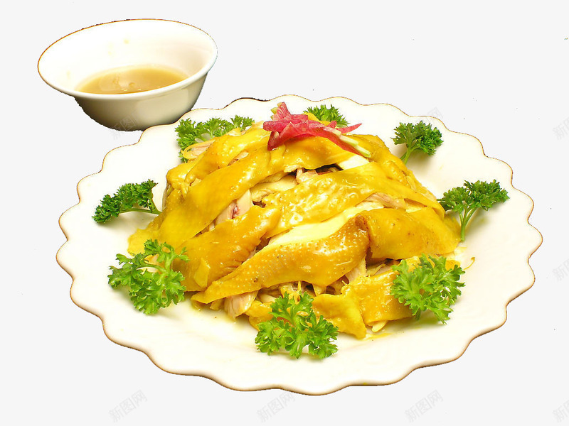 手撕鸡png免抠素材_88icon https://88icon.com 中华美食 传统美食 凉菜 手撕鸡肉 熟菜 盘子 美味 蘸酱 装饰 餐饮美食 鲜花 鸡肉
