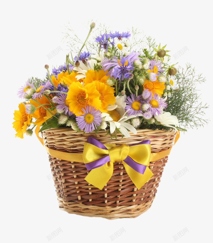 竹篮花篮png免抠素材_88icon https://88icon.com 礼物 竹篮 花篮 蝴蝶结