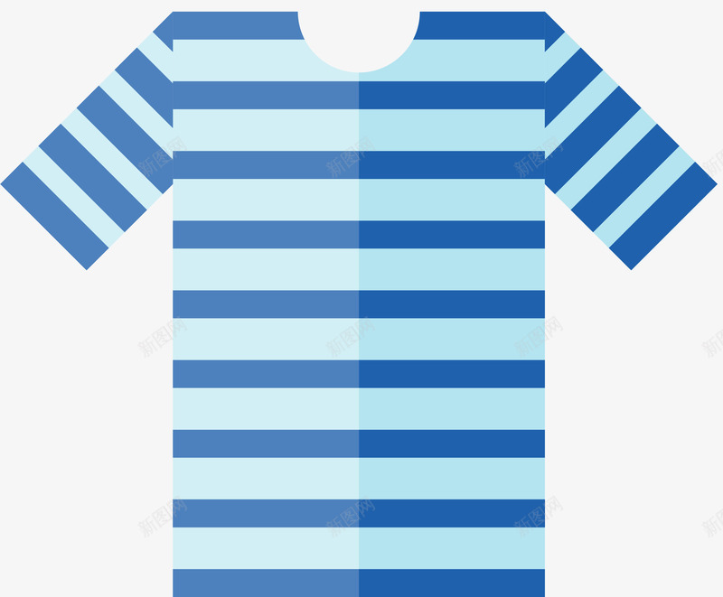 蓝色扁平风格海魂衫矢量图ai免抠素材_88icon https://88icon.com 卡通风格 水手 水手符号 海魂衫 符号 矢量图