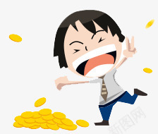 卡通人物png免抠素材_88icon https://88icon.com 人物 卡通 卡通人物 吃金币 商务 扁平 扁平人物 金币 金钱 钱币