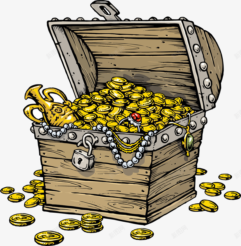 海盗木箱金色银色财富钱币png免抠素材_88icon https://88icon.com 木箱 海盗 财富 金色 金色矢量 钱币 银色