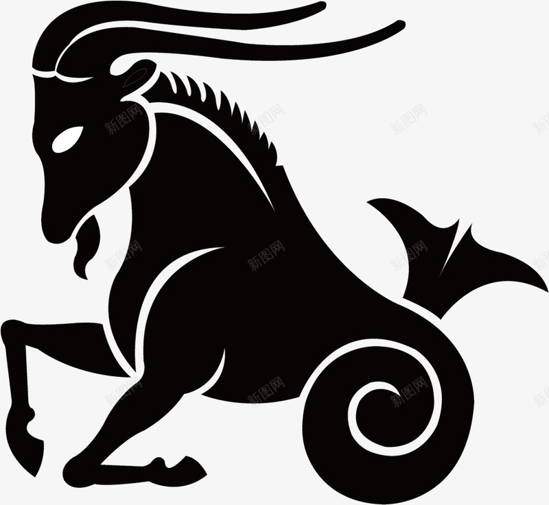 十二星座矢量图ai免抠素材_88icon https://88icon.com 剪影 十二星座 十二星座图案 卡通 插画 摩羯座 星座 矢量图 黑白