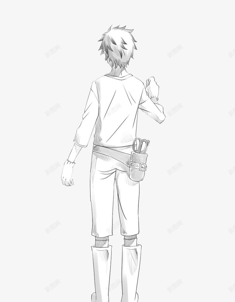卡通少年行走背影手绘线稿png免抠素材_88icon https://88icon.com 卡通风格 少年 手绘风格 线稿 背影图 行走 行走背影
