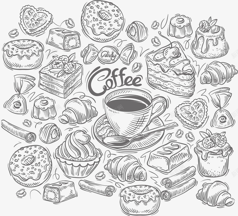 美食纹理背景png免抠素材_88icon https://88icon.com 卡通 手绘