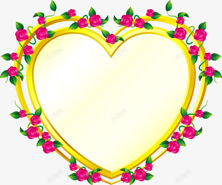 卡通心形花环边框png免抠素材_88icon https://88icon.com 卡通 心形 花环 边框