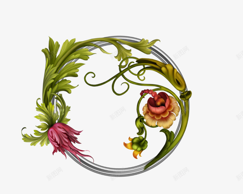 花环欧式相框png免抠素材_88icon https://88icon.com 欧式 相框 花环
