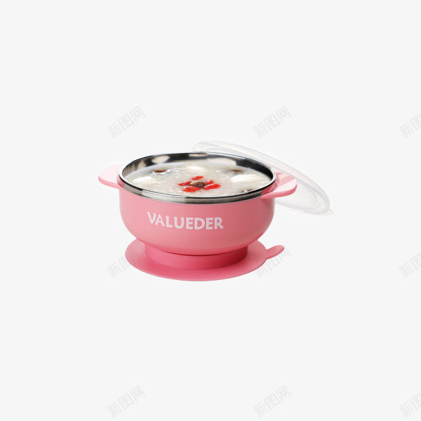 VALUEDER婴幼儿童餐具粉红色png免抠素材_88icon https://88icon.com 产品实物 吸盘碗 宝宝碗