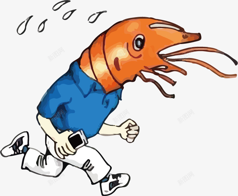 奔跑的卡通小龙虾png免抠素材_88icon https://88icon.com 奔跑 奔跑的小龙虾 手机 抽象漫画 流汗 矢量小龙虾免抠png 虾矢量图
