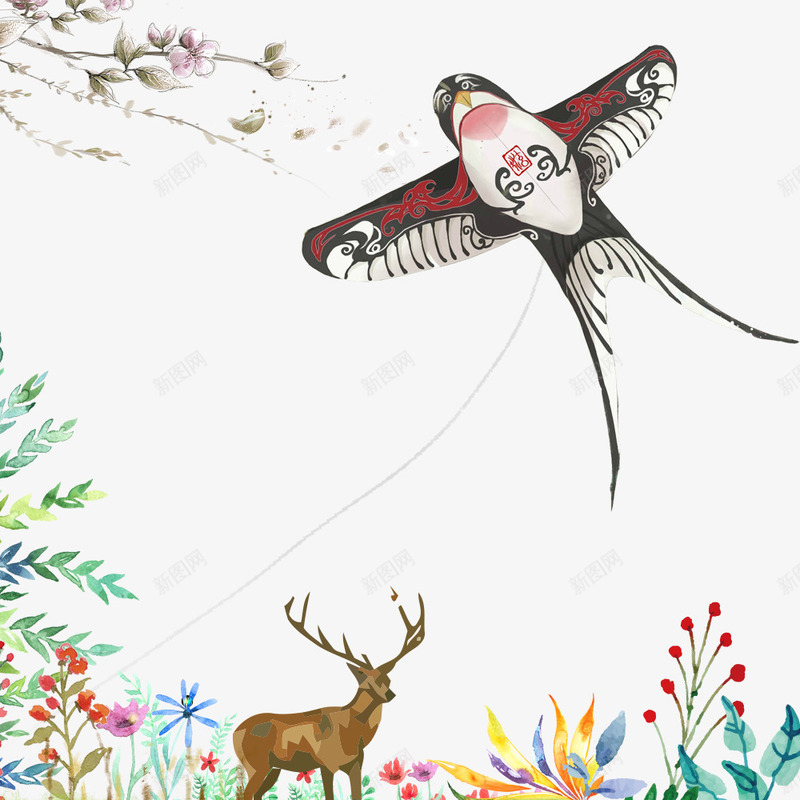 卡通手绘海报装饰边框psd免抠素材_88icon https://88icon.com 动物 彩绘 手绘 海报边框 装饰边框 风筝 驯鹿