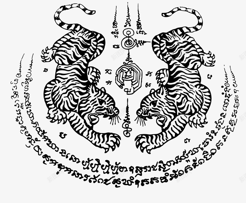 对称风格老虎纹身png免抠素材_88icon https://88icon.com 卡通纹身 卡通风格 对称风格 潮流纹身 矢量纹身 老虎纹身