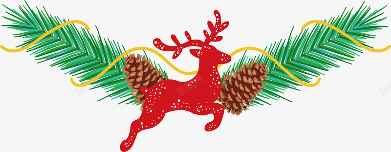 红色驯鹿标题框矢量图ai免抠素材_88icon https://88icon.com 圣诞标题框 圣诞节 圣诞驯鹿 矢量png 红色驯鹿 驯鹿 矢量图